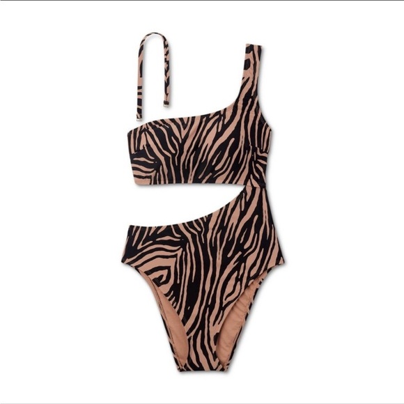 NWT Women's High Leg Cut Out Cheeky One Piece Swimsuit - Shade & Shore Multi XL - Picture 8 of 10